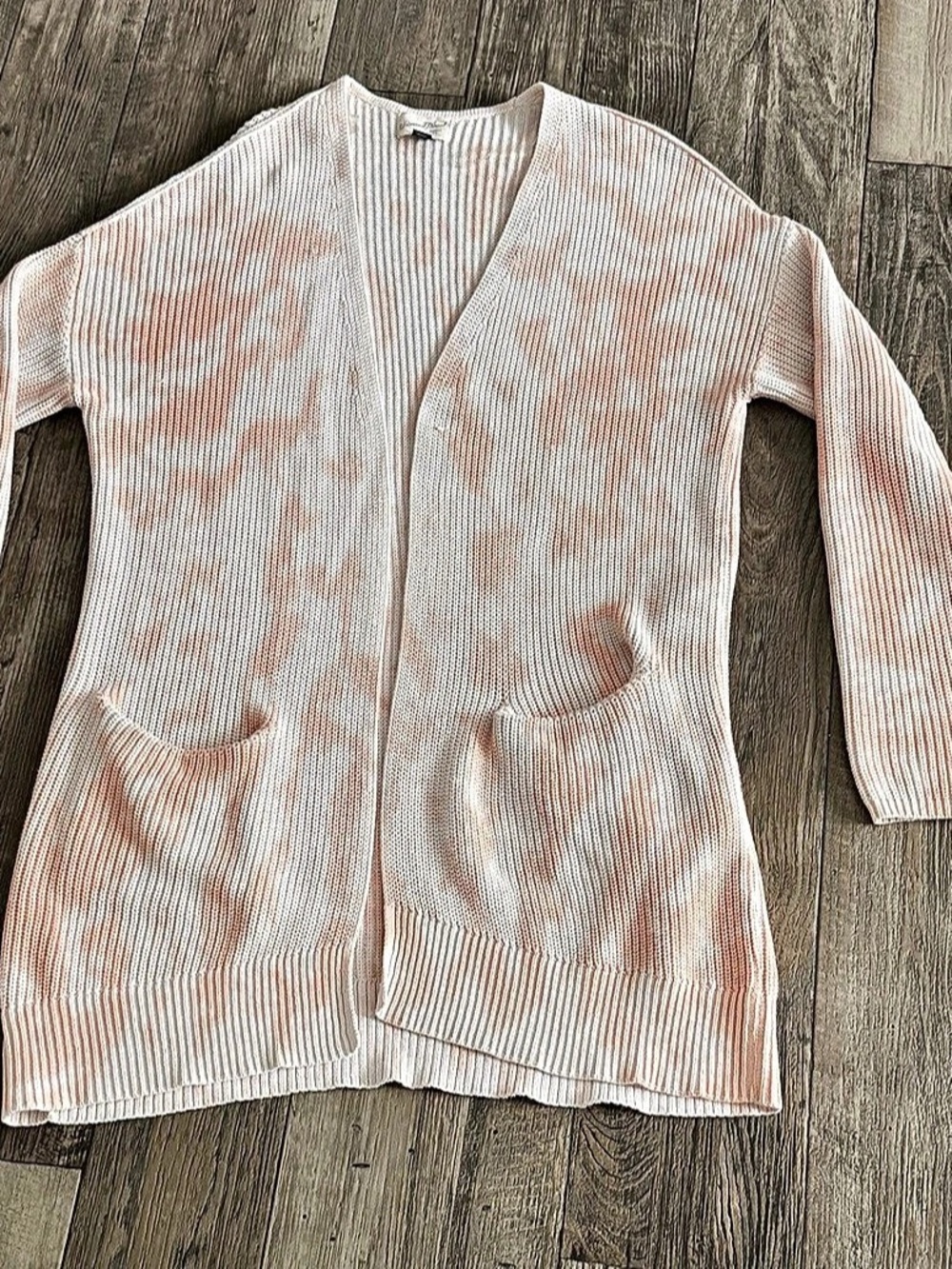 Free People Abstract Knit Cardigan in Pink & White